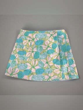 Lilly Pulitzer Pastel Floral Mini Skirt - Pink, Aqua & Lime reversible wrap